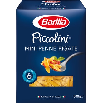 Barilla Piccolini Mini Penne Rigate durumvehnästä valmistettu pasta 500g