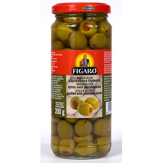Figaro vihreitä oliiveja 340g/200g paprikatahnatäyte