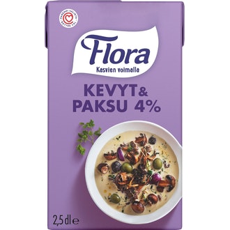 Flora Ruoka kevyt & paksu 4% 2,5dl vähälaktoosinen