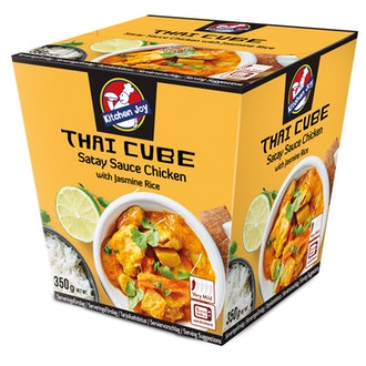 350g Kitchen Joy Thai-Cube Satay-kanaa ja jasmiiniriisiä, pakasteateria