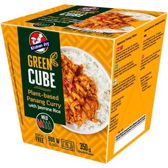 350g Kitchen Joy Green-Cube Kasvispohjainen Panang Curry, soijaproteiinia ja jasmiiniriisiä, pakasteateria